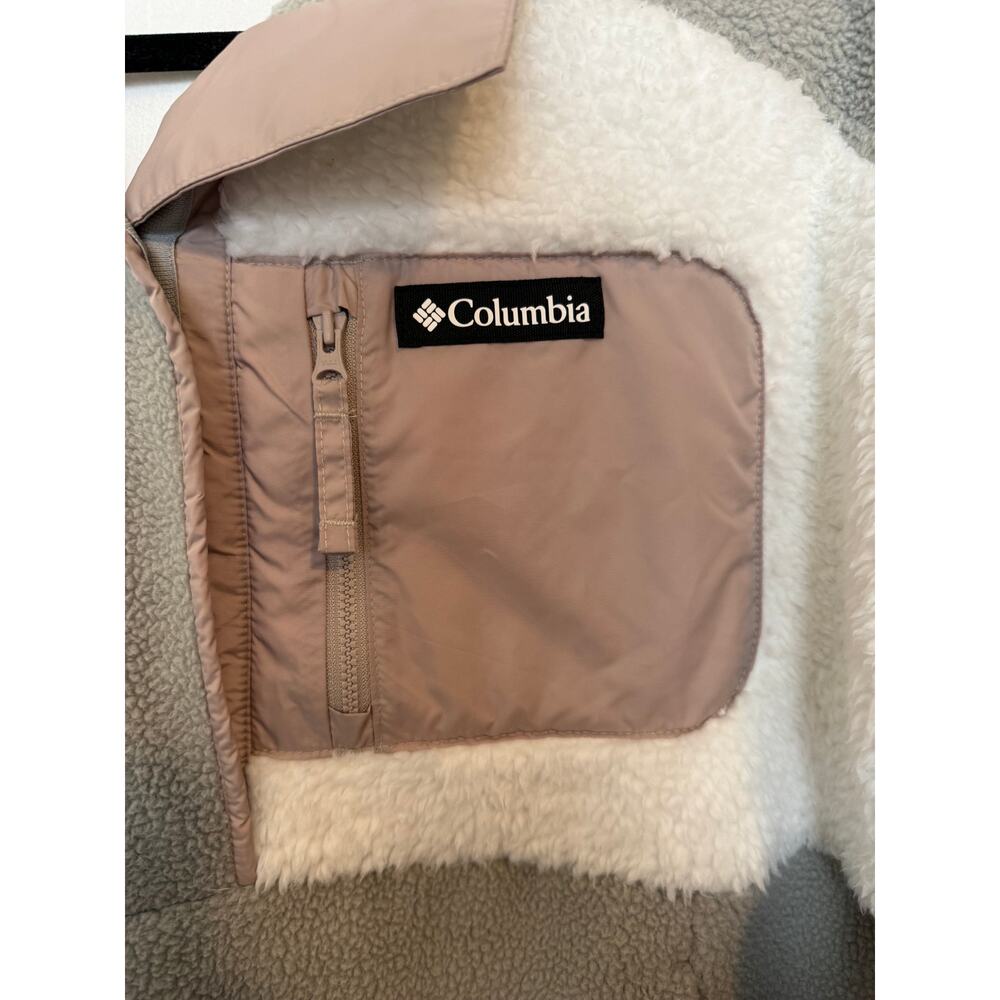 Columbia Gray Sherpa Fleece Quarter Snap Button Pullover Pockets Gorpcore-L - Picture 3 of 9